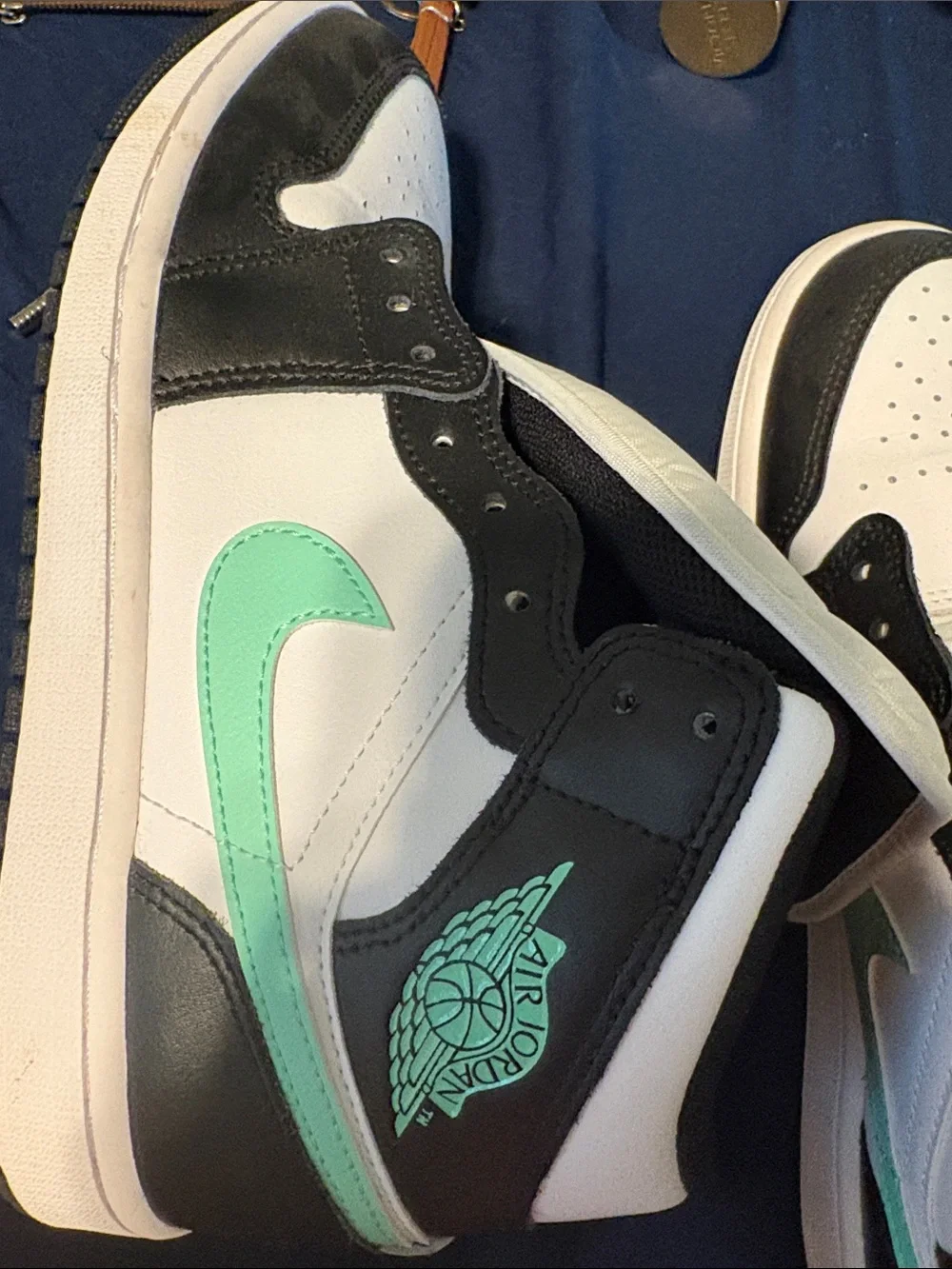 Jordan Black, White & Mint Green High-Top Sneakers